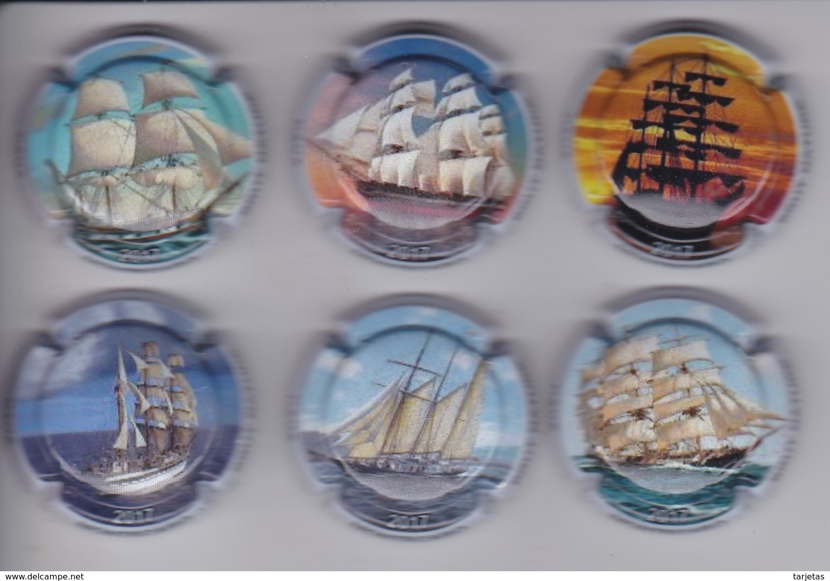 SERIE COMPLETA DE 6 PLACAS DE CAVA MONTECARO DE BARCOS (CAPSULE) BARCO-SHIP - Placas De Cava