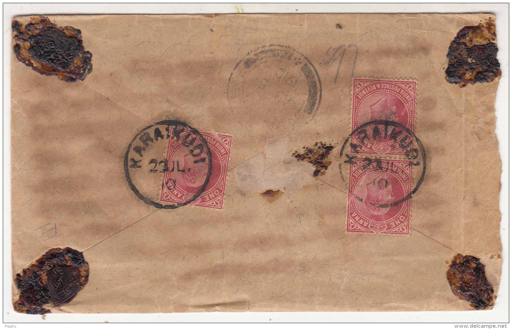 Rregistered Letter, Edward Adhesive Used Cover 1911, British India To Malaya, Sinagapore, As Scan - 1902-11 King Edward VII