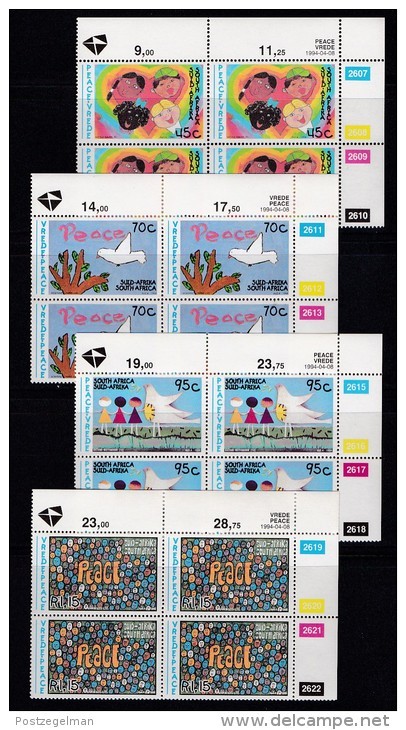 SOUTH AFRICA, 1994, MNH Control Block Of 4, Children Drawings, M 922-925 - Unused Stamps