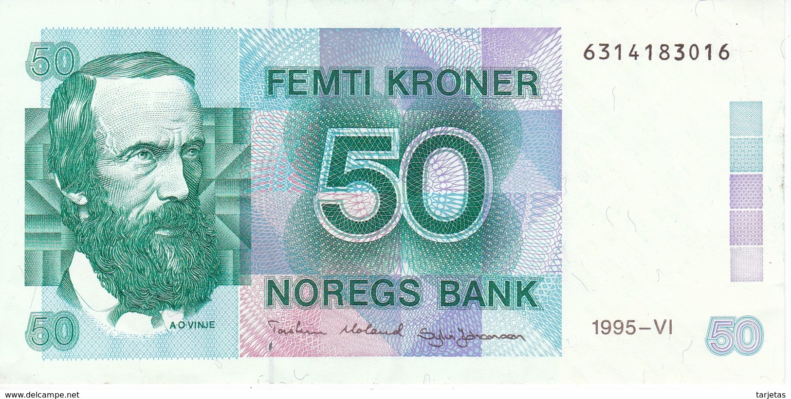 BILLETE DE NORUEGA DE 50 KRONER DEL AÑO 1995 EN CALIDAD EBC (XF) (BANKNOTE) - Noruega
