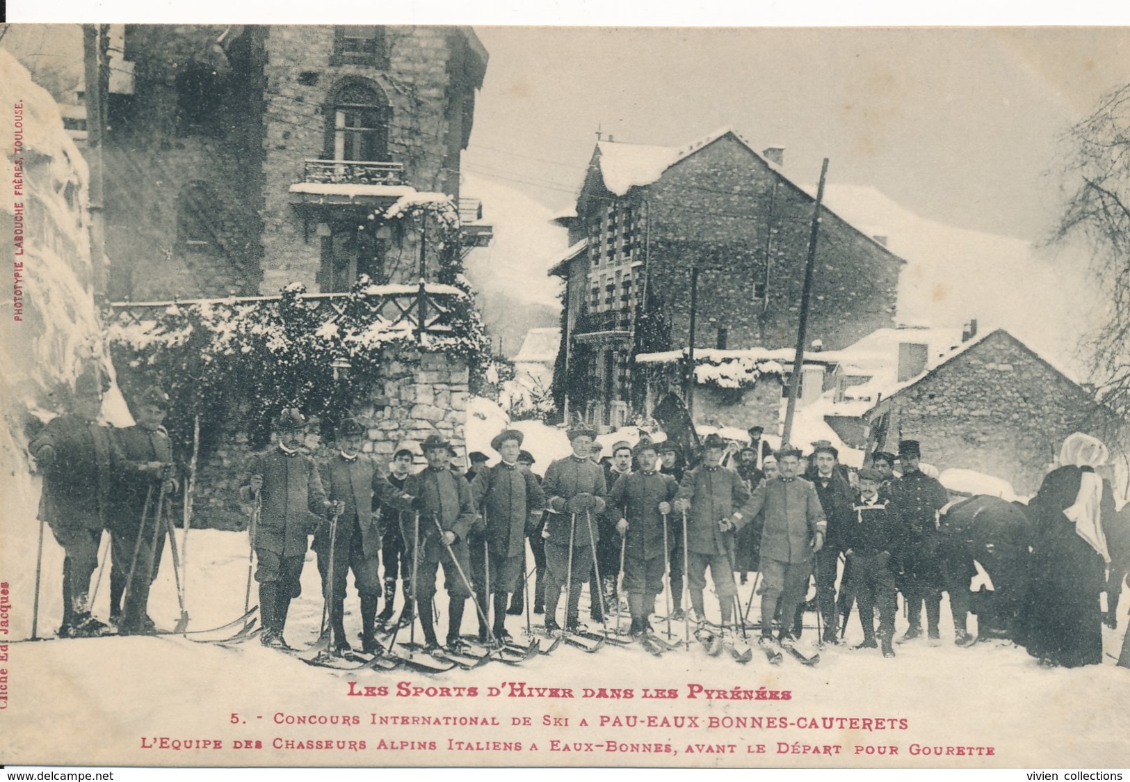 Concours De Ski à Eaux Bonnes (64 Pyrénées Atlantiques) équipe Des Chasseurs Alpins Italiens - Eaux Bonnes