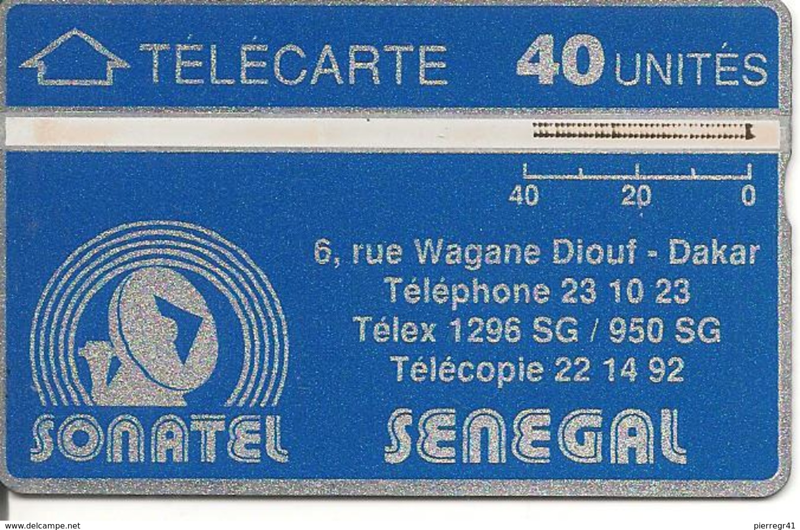 CARTE-HOLOGRAPHIQUE-SENEGAL-40U-SONATEL-V°N° Envers N°205G30679-UTILISE-TBE - Sénégal