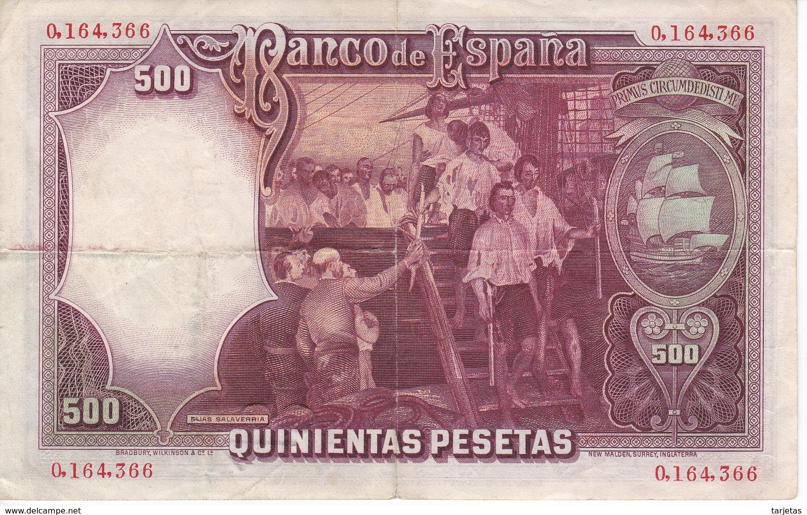 BILLETE DE ESPAÑA DE 500 PTAS DEL AÑO 1931 SIN SERIE CALIDAD  BC - 500 Pesetas