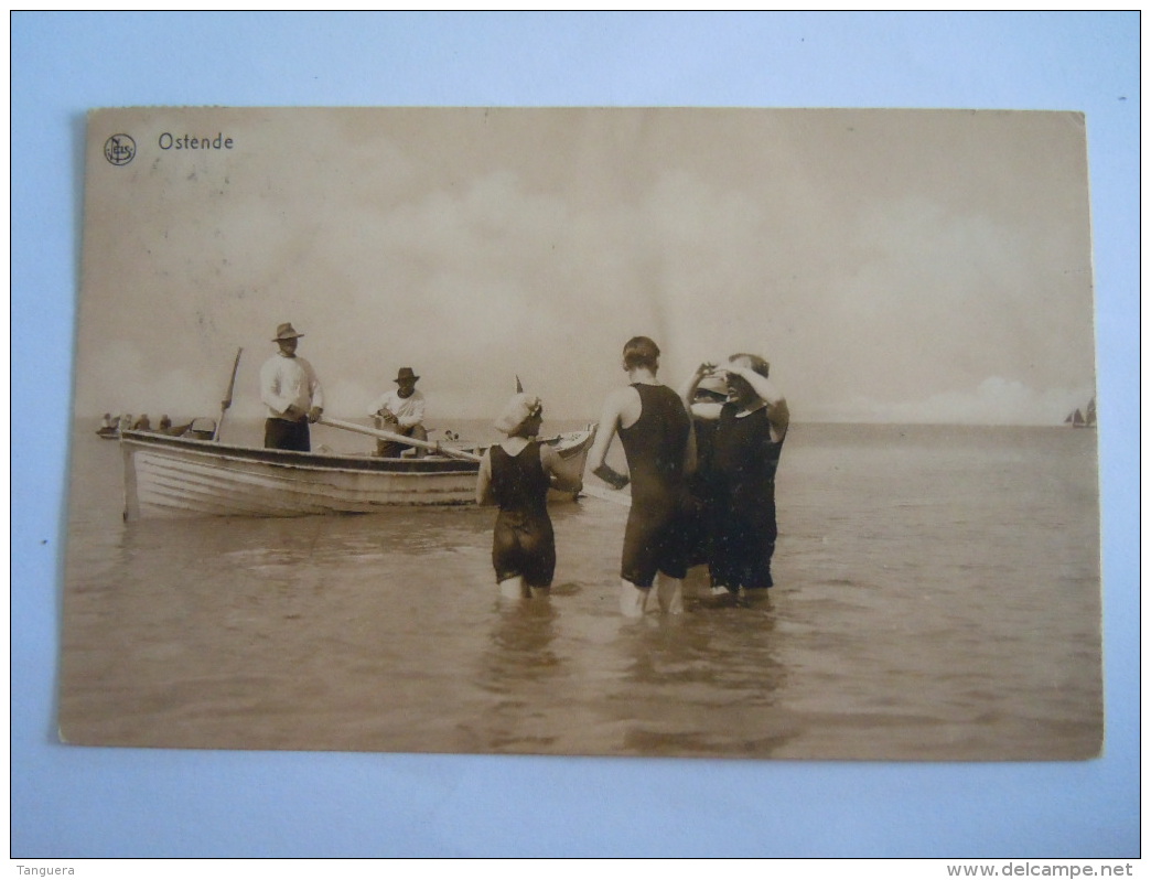 Ostende Oostende Baigneur Bateau De Sauvetage Animée Baaders Plage Nels Thill Série Ostende 58 Circulée 1913 - Oostende