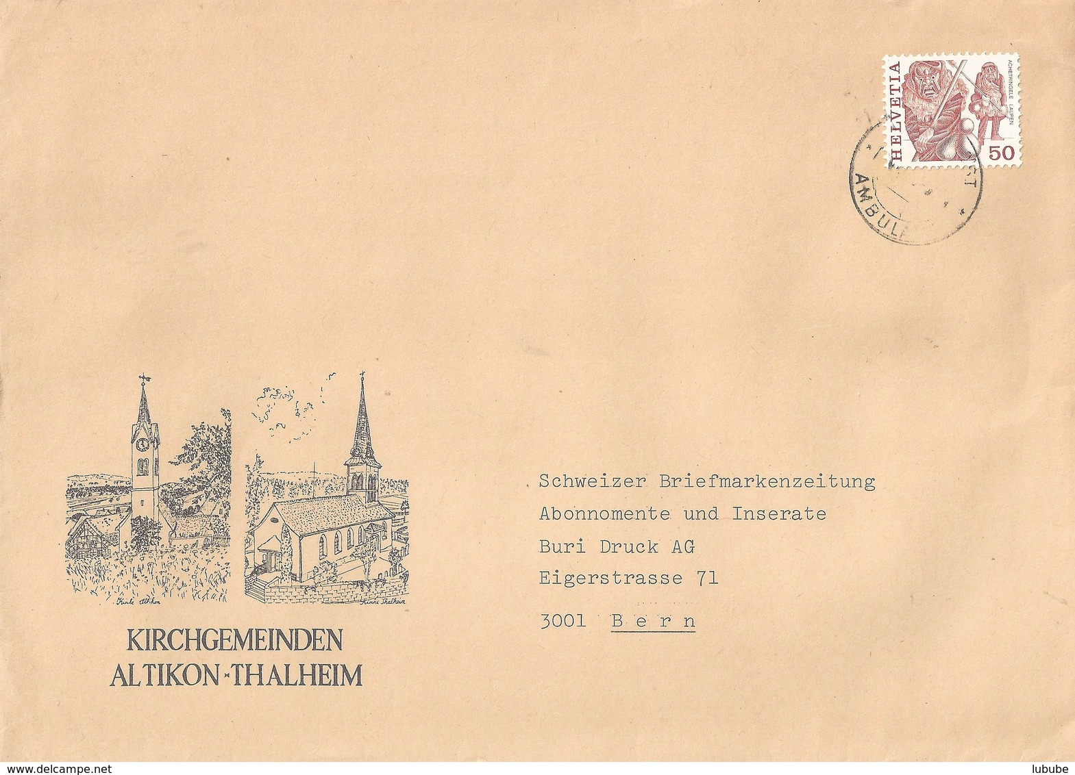 Motiv Brief  "Kirchgemeinden Altikon - Thalheim"        Ca. 1980 - Cartas & Documentos