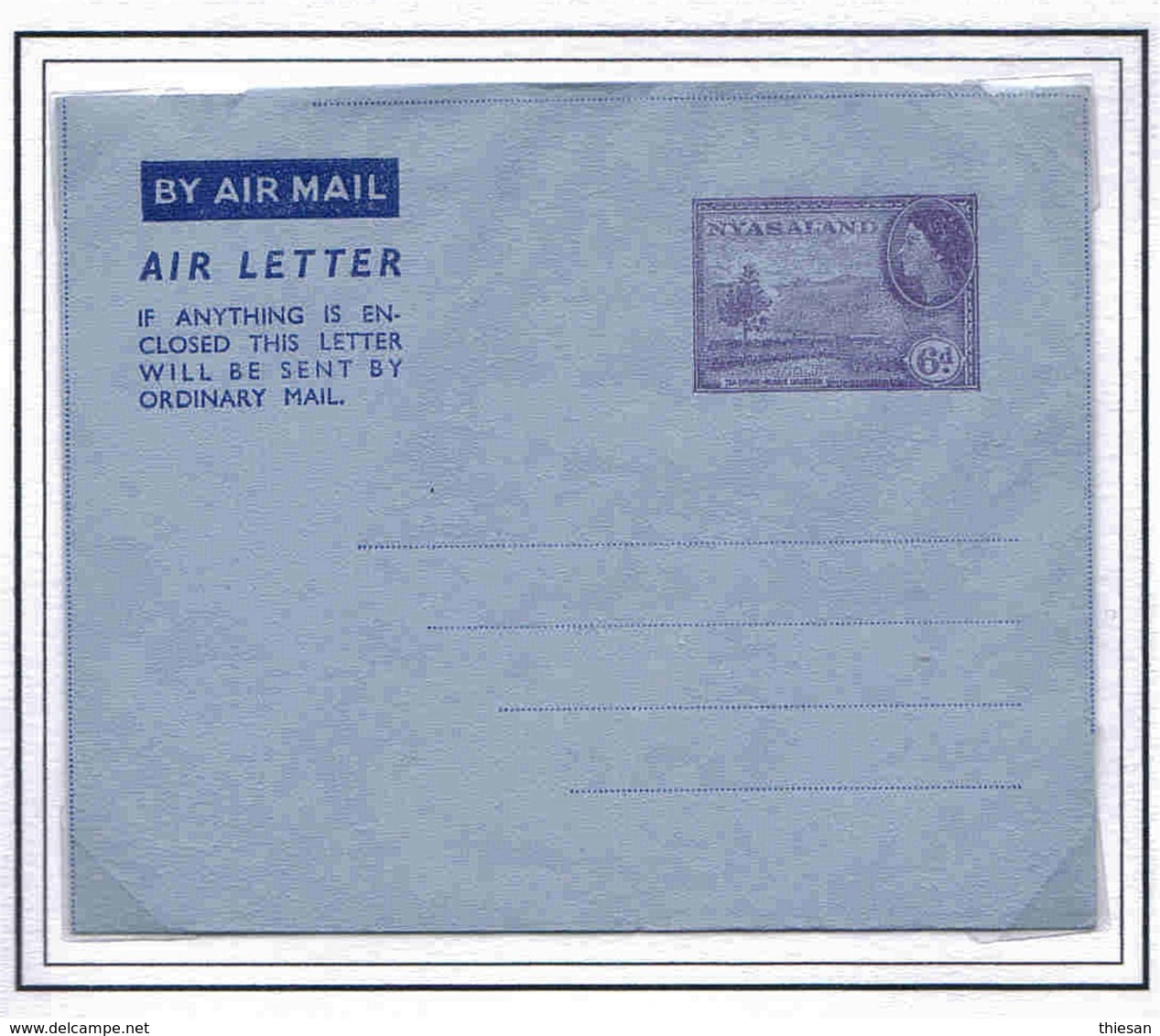 Nyassaland Aérogramme N°1 Aerogram Air Letter Entier Entero Ganzsache Lettre Carta Belege Airmail Cover - Nyassaland (1907-1953)