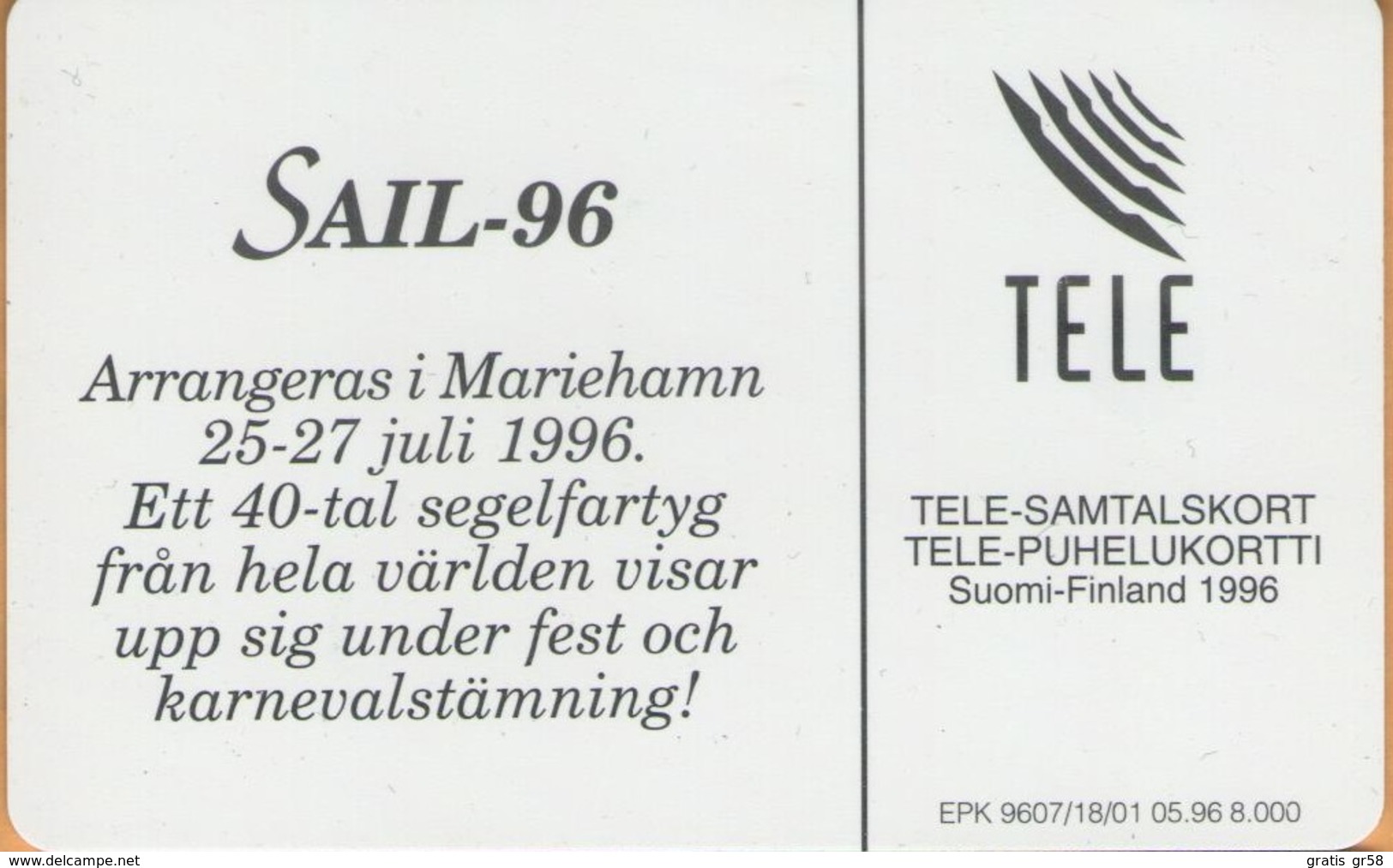 Aland - AX-ALP-0014, Sail Mariehamn 1996, 8.000ex, 5/96, Mint - Aland