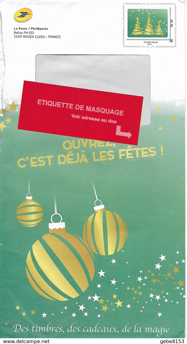 PAP Montimbramoi Destineo 250 Grammes Phil@poste Fête Sapin Boules Noël + MTI 21530A - Documents De La Poste