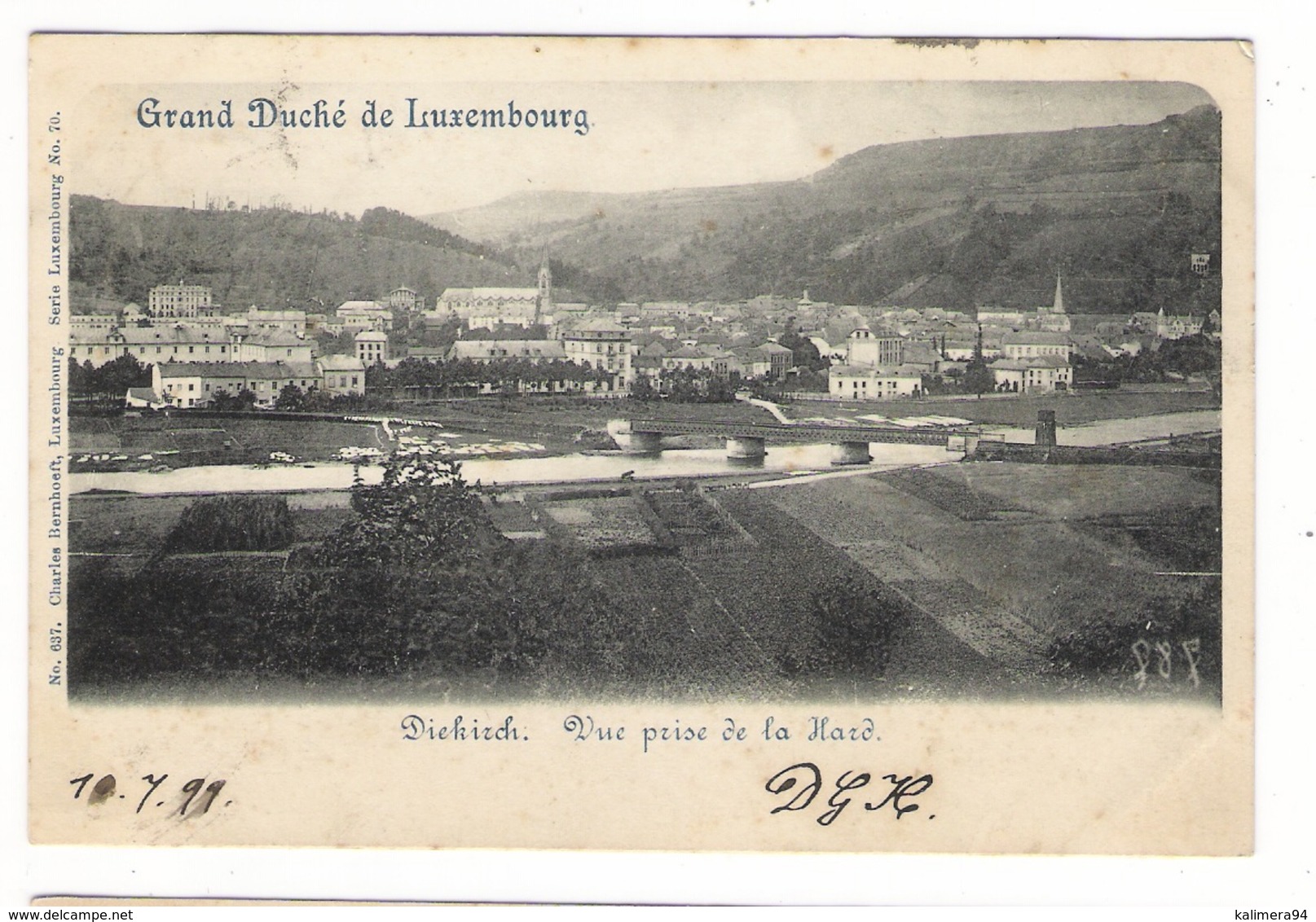 LUXEMBOURG  /  DIEKIRCH  /  VUE  PRISE  DE  LA  HARD  /  CPA  PRECURSEUR  ( Beau Timbre Et Cachets De1899 ) - Diekirch