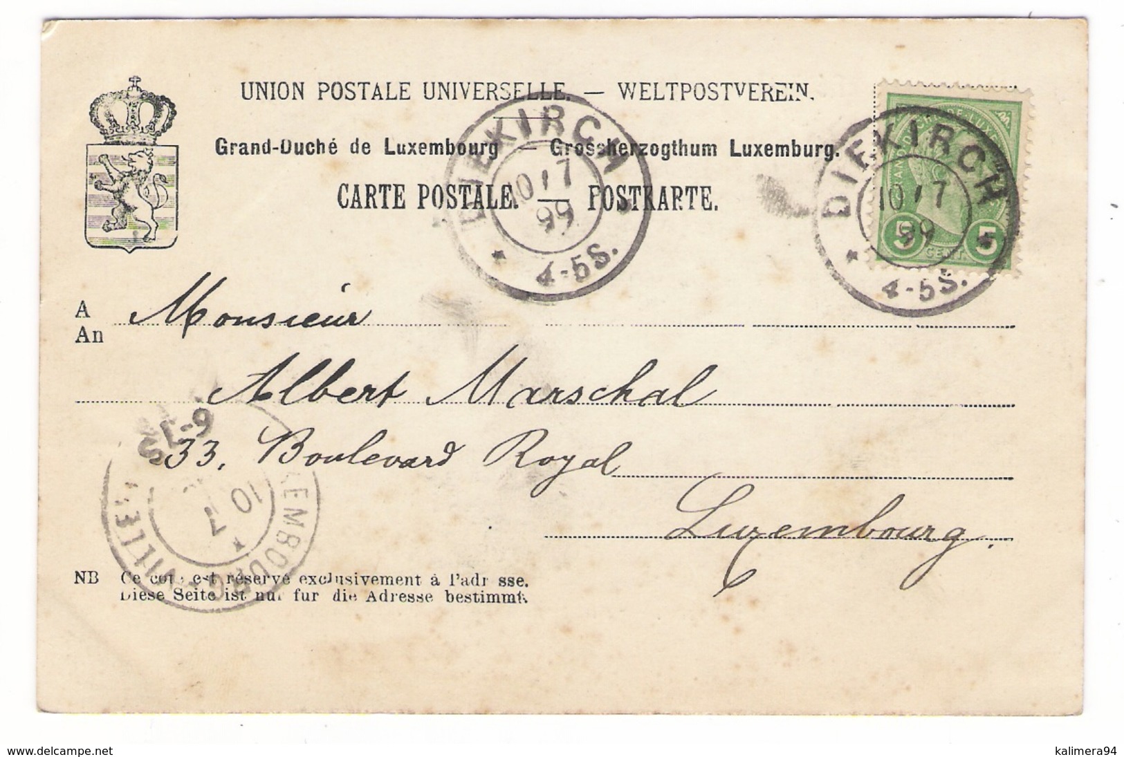 LUXEMBOURG  /  DIEKIRCH  /  VUE  PRISE  DE  LA  HARD  /  CPA  PRECURSEUR  ( Beau Timbre Et Cachets De1899 ) - Diekirch