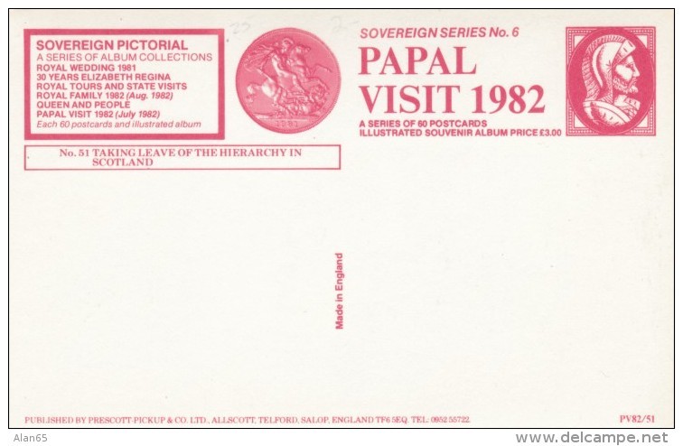 Pope John Paul II Visits UK Taking Leave Of The Hierarchy In Scotland, C1980s Vintage Postcard - Popes