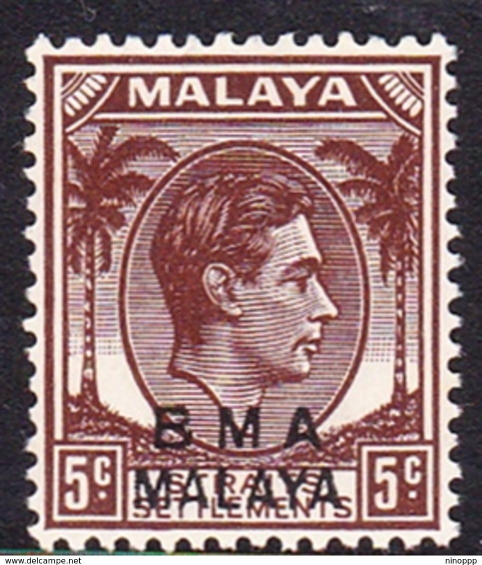 Malaya B.M.A  SG 5 1945 British Military Administration, 5c Brown, Mint Never Hinged - Malaya (British Military Administration)