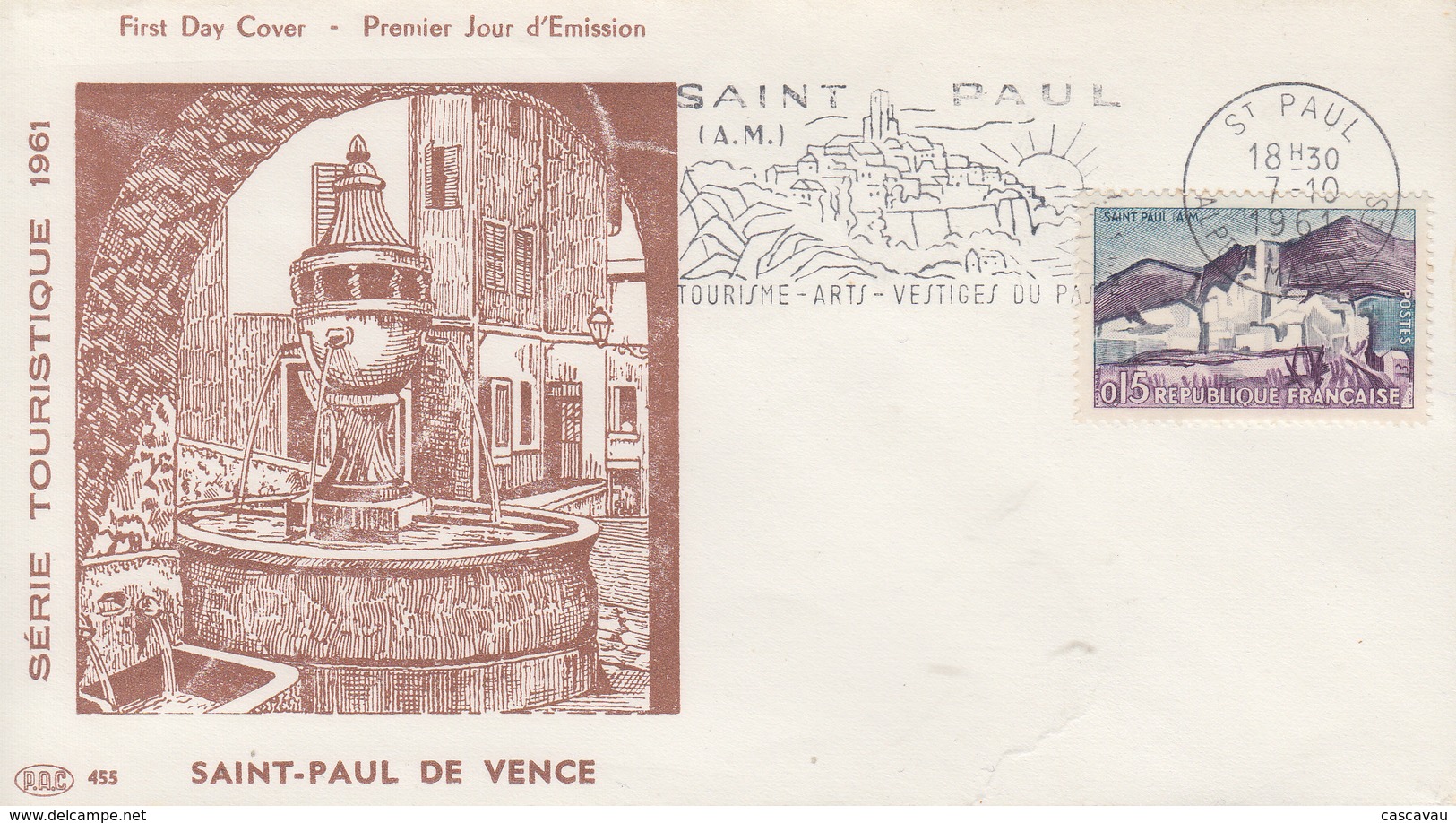 Enveloppe  FDC  Flamme  1er  Jour   FRANCE   SAINT  PAUL  DE VENCE   1961 - 1960-1969