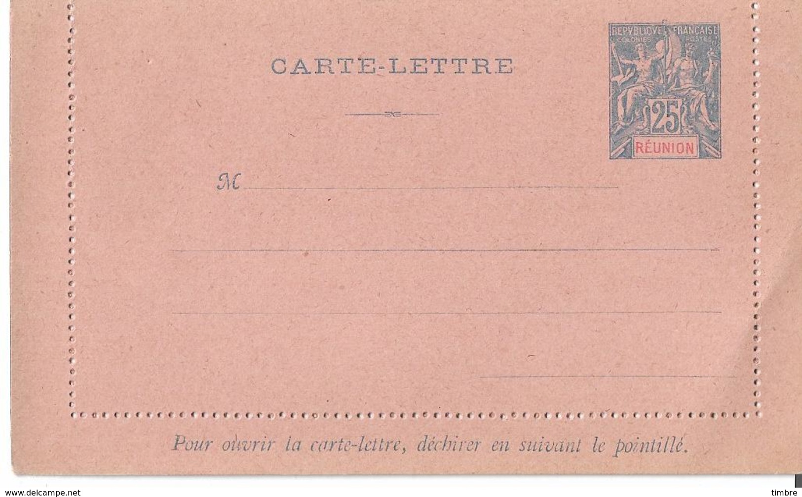 Entier Postal Carte Lettre 25 C Groupe REUNION - Brieven En Documenten