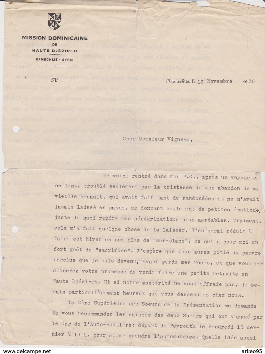 Lot De Dcuments Syriens, Lettres Adressées Au Directeur De La Compagnie Autoroutière Du Levant, Années 30 - Historical Documents