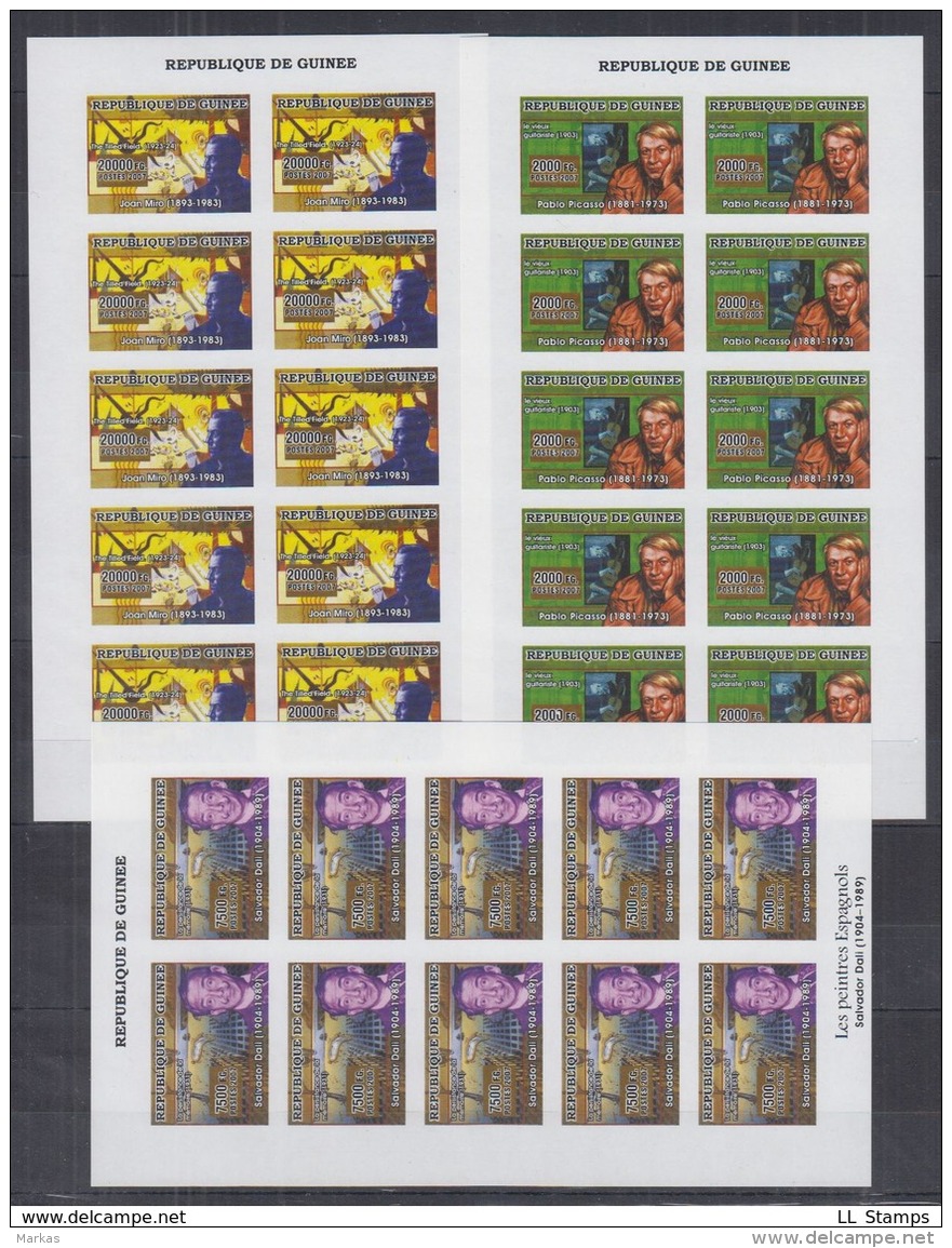 B75. 10x Guinee - MNH - Art - Paintings - Famous Artists - 2007 - Full Sheet - Imperf - Other & Unclassified