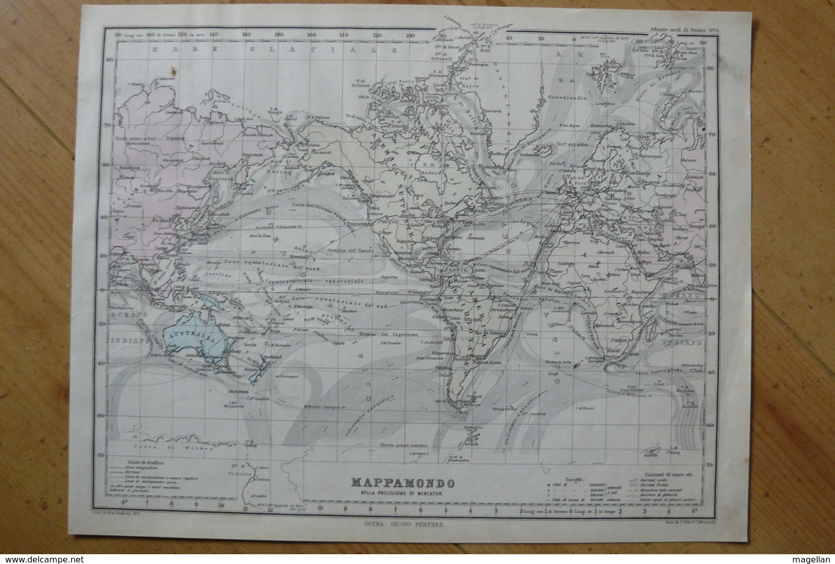 Mappemonde Mercator Et Planisphère - 2 Belles Cartes De 1871 - Stieler / Giusto Perthes (voir Description) - Geographische Kaarten