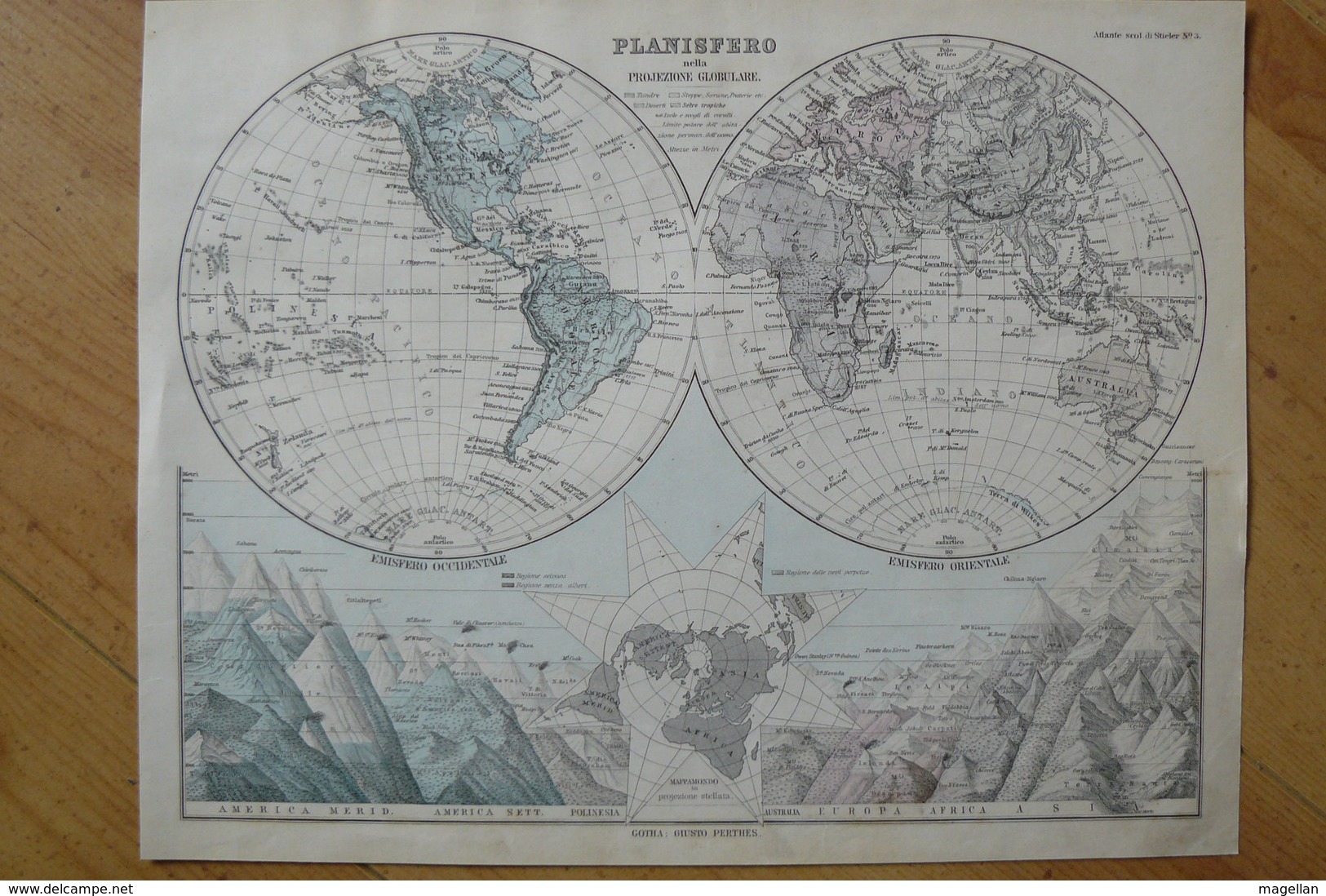 Mappemonde Mercator Et Planisphère - 2 Belles Cartes De 1871 - Stieler / Giusto Perthes (voir Description) - Geographische Kaarten