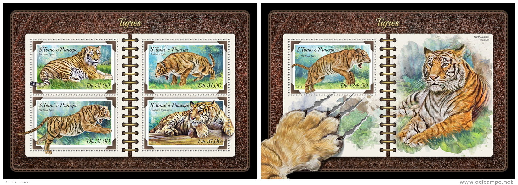 SAO TOME 2018 MNH** Tigers Tiger Tigres M/S+S/S - IMPERFORATED - DH1821 - Raubkatzen