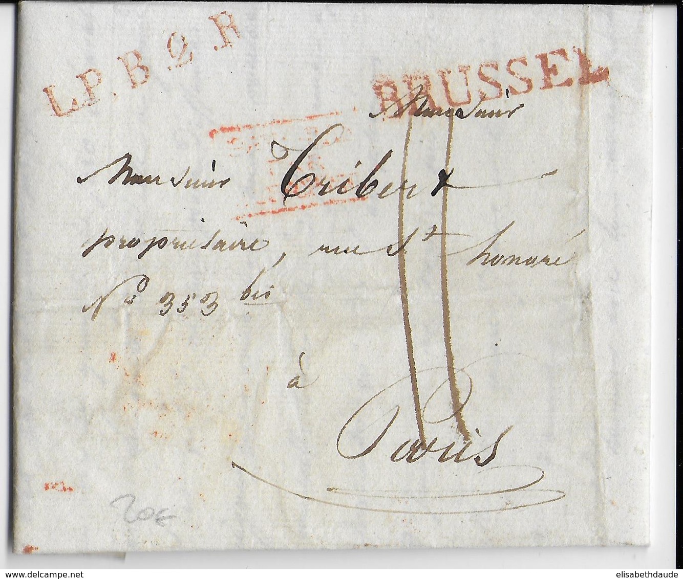 BELGIQUE HOLLANDAISE - 1829 - LETTRE De BRUXELLES (BRUSSEL) => PARIS - 1815-1830 (Hollandse Tijd)