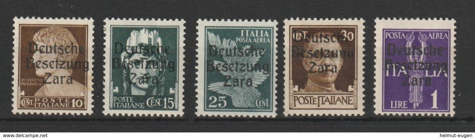 Zara / Freimarken: Italienische Freimarken Mit Dreizeiligem Aufdruck  / MiNr: 2, 3, 5, 6, 9 - Besetzungen 1938-45