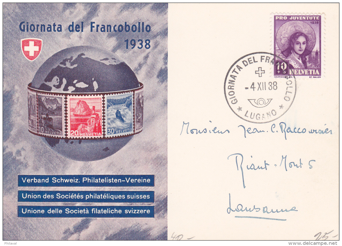 Journée Du Timbre - Tag Der Briefmarke - Giornata Del Francolbollo LUGANO 1938 - Altri & Non Classificati