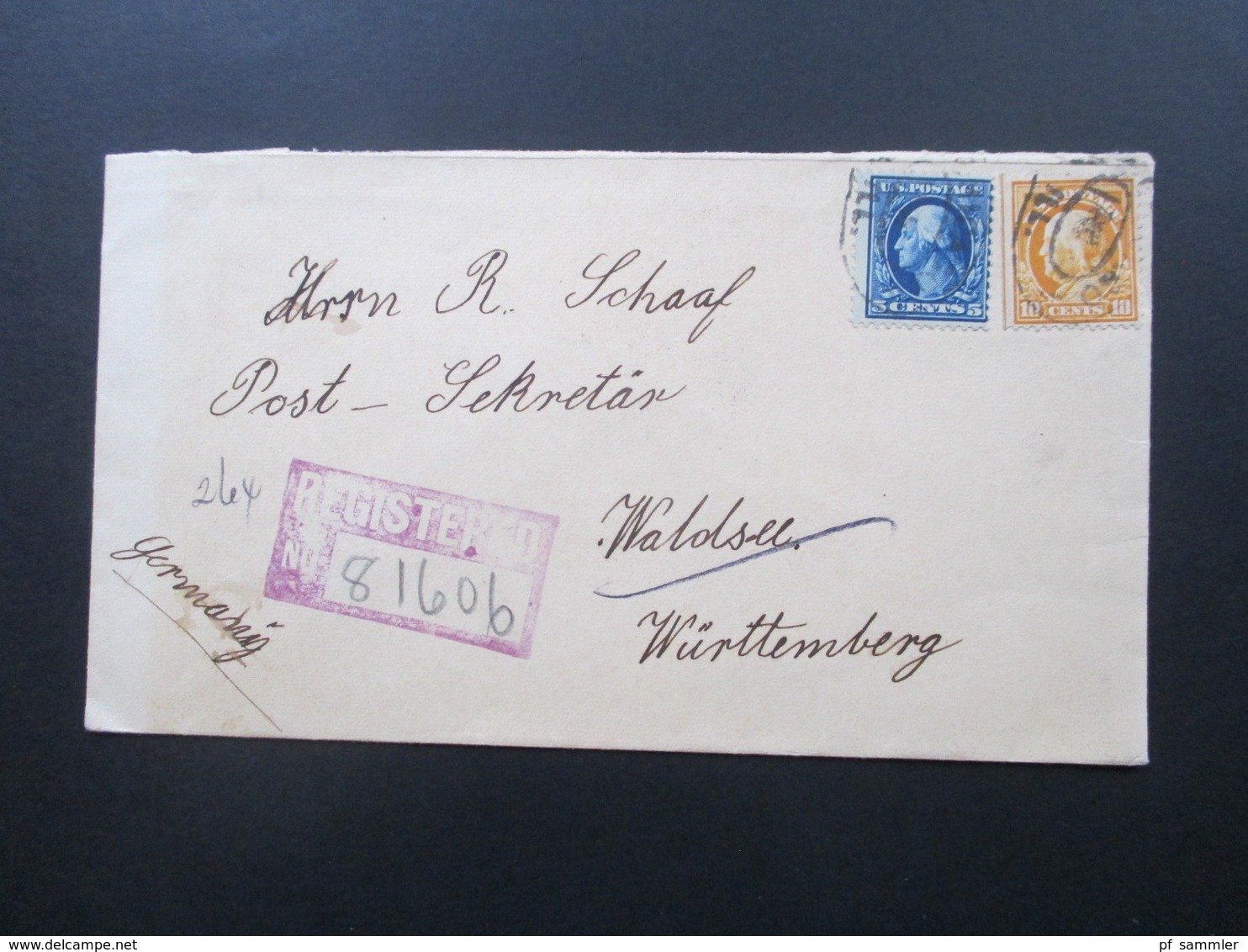 USA 1913 Registered Letter No 81606 Chicago über New York Nach Waldsee Württemberg. 6 Stempel - Briefe U. Dokumente