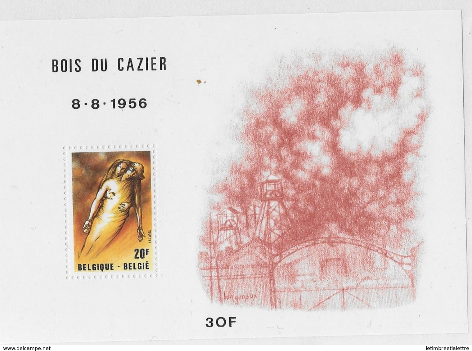 Bloc Feuillet Belgique Bois Du Cazier 8.8.1956 - 1924-1960