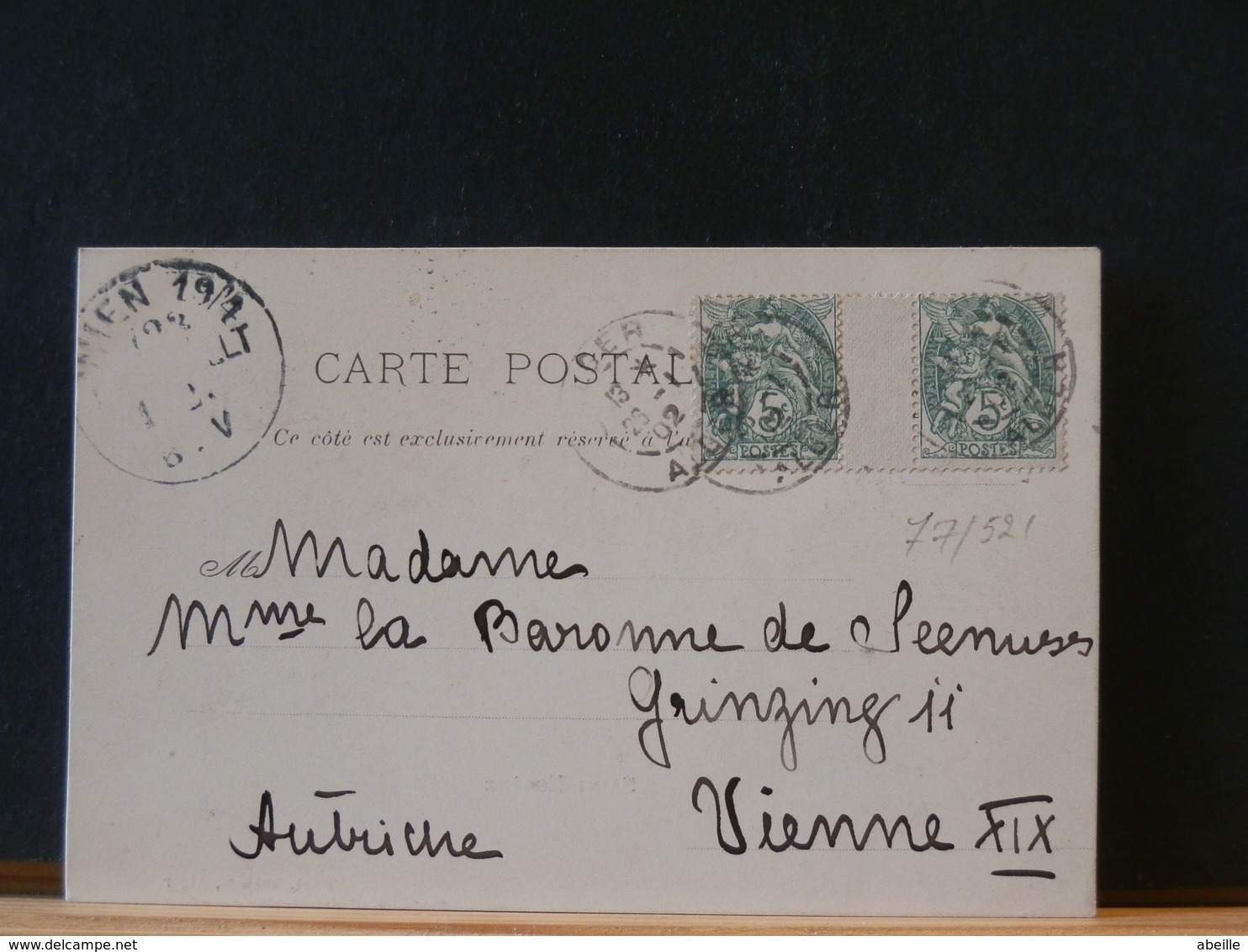 77/521 CP POUR AUTRICHE  1902  INTERPANNEAUX - 1900-29 Blanc