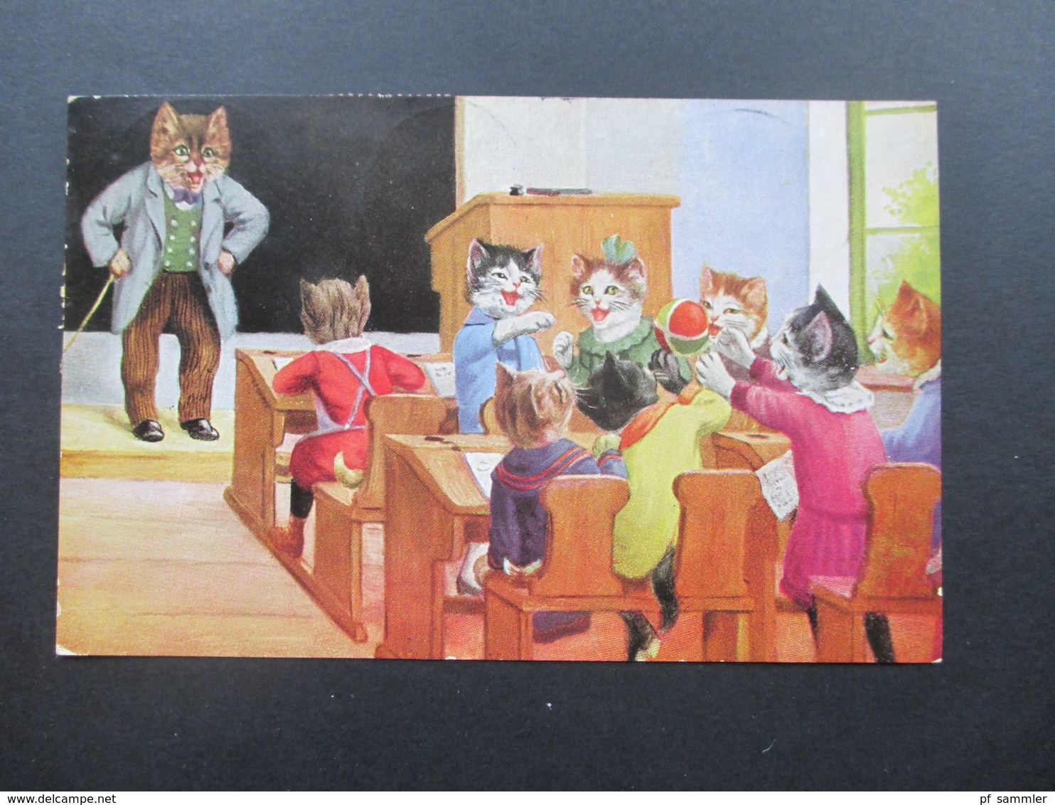 Jugoslawien 1935 Postkarte Katzen In Der Schule! 5-Farben-Frankatur!! Einschreiben Zagreb 1 No 13.333 Nach Königsee - Covers & Documents