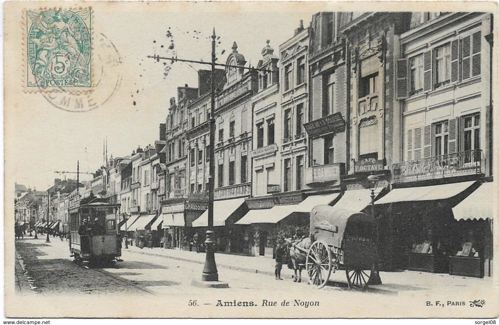 80 AMIENS Rue De Noyon Attelage Tramway  Animation - Amiens