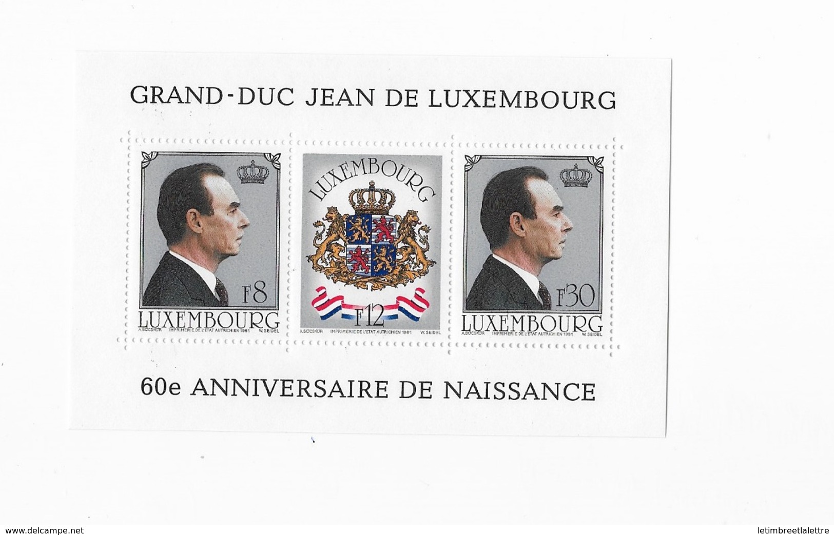 Bloc Feuillet  Luxembourg 60° Anniversaire De Naissance - Blocks & Sheetlets & Panes