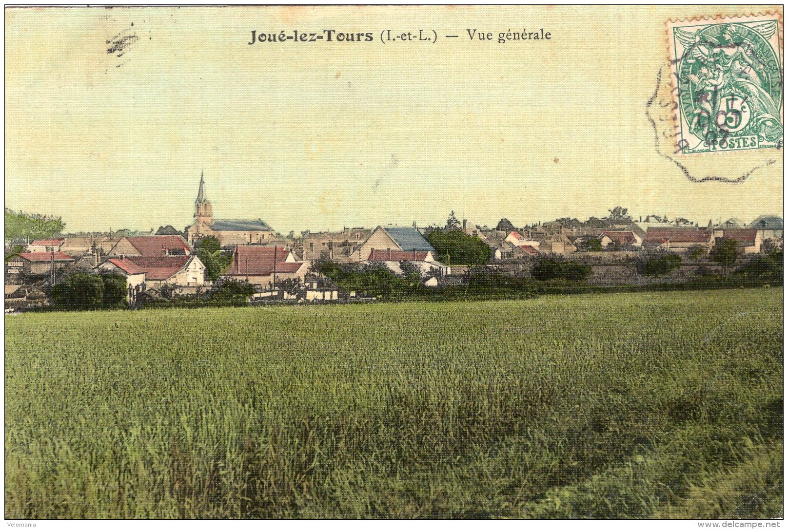 V14721 Cpa 37 Joué Lez Tours - Vue Générale " Carte Toilée Colorisée" - Autres & Non Classés