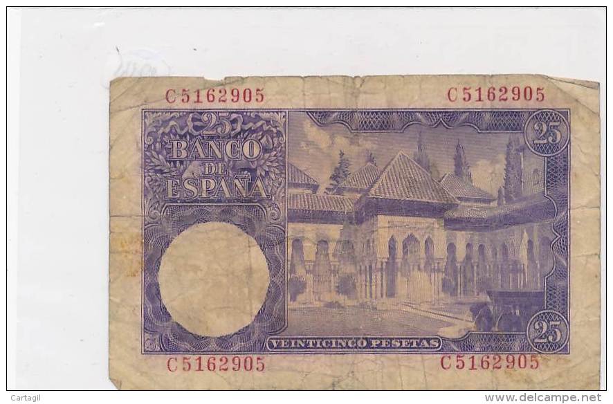 Billets -B3312 - Espagne -25 Pesetas 1954  (type, Nature, Valeur, état... Voir  Double Scan) - 25 Peseten