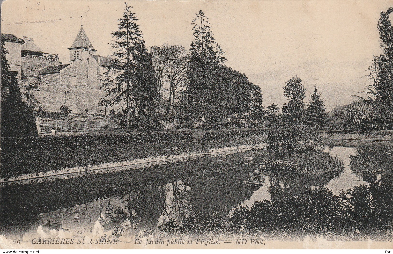 Yvelines : CARRIERES-sur-SEINE : Le Jardin Public Et L'église - Carrières-sur-Seine