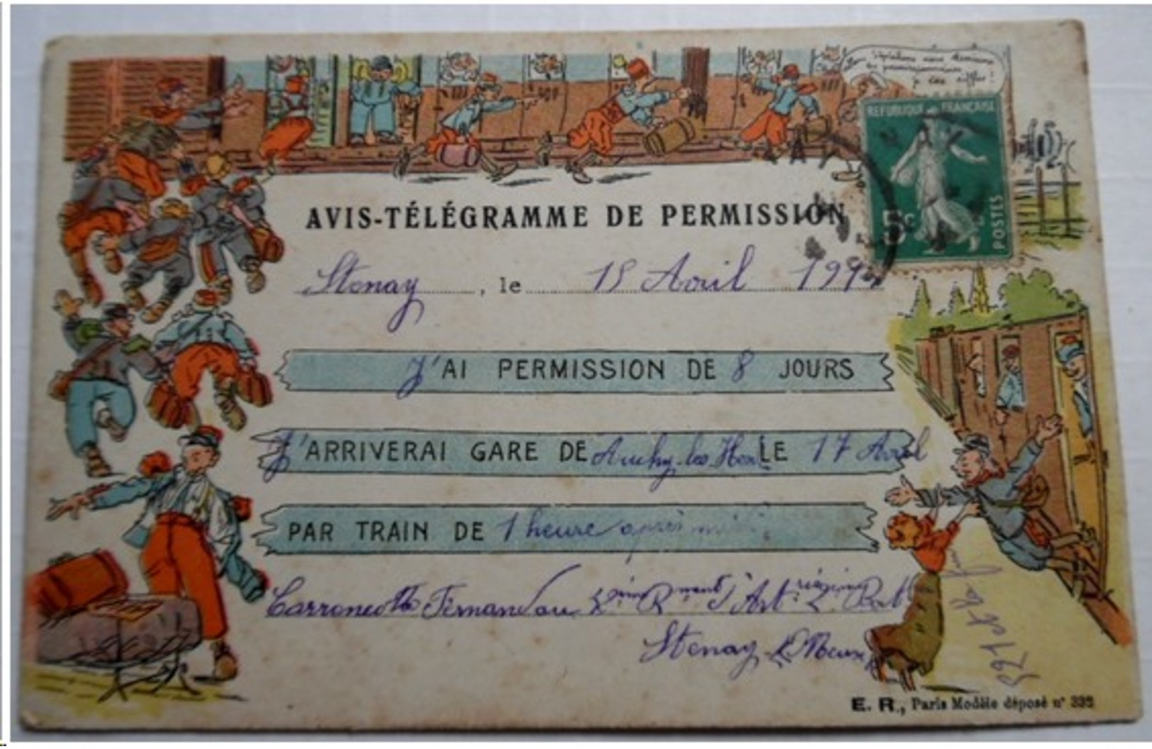 62 . AUCHY LES HESDIN   :   AVIS TELEGRAMME DE PERMISSION          ******  VOIR DETAILS  ****** - Autres & Non Classés