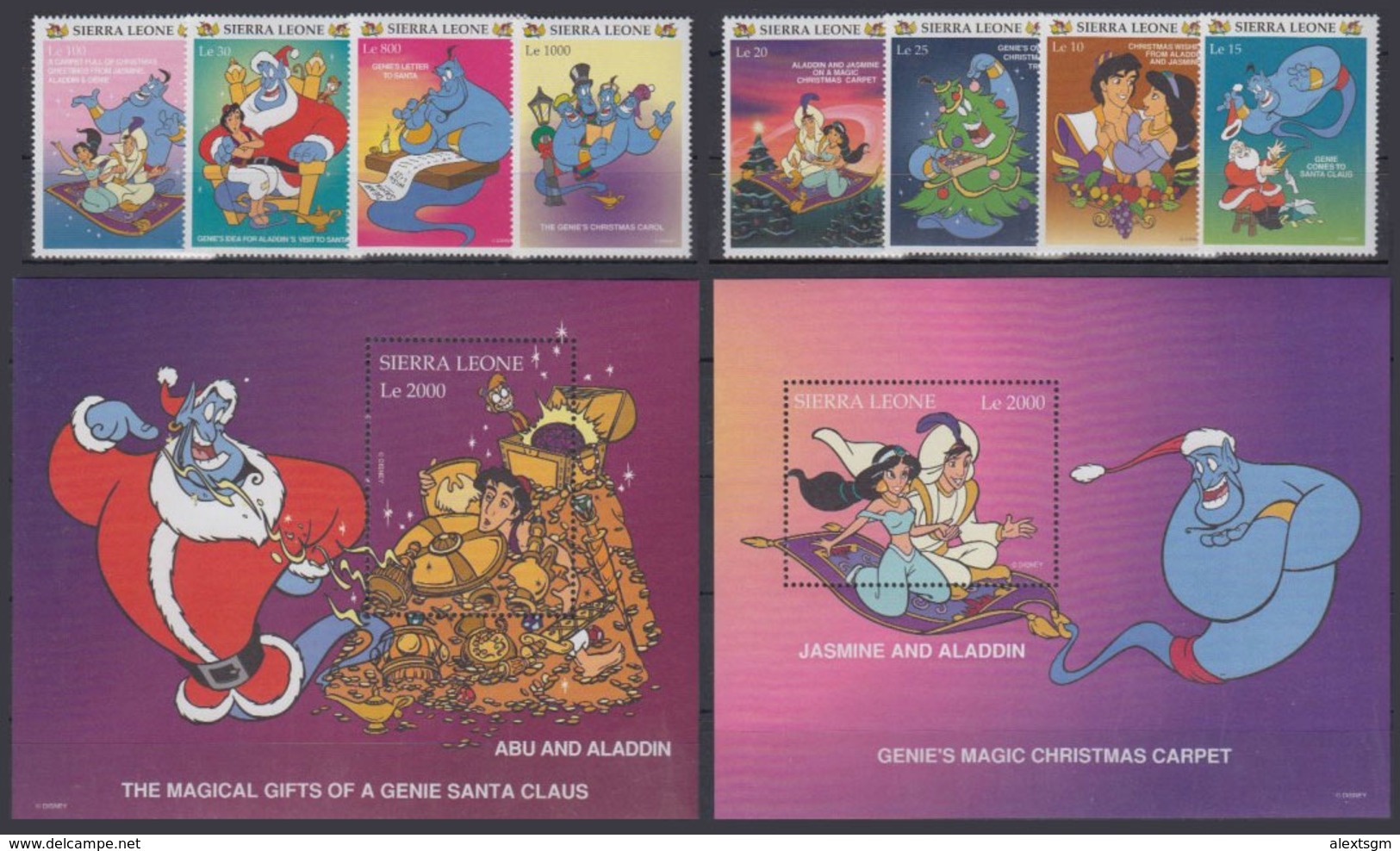 SIERRA LEONE 1997 - Disney Aladdin - Mi 2752-9 + B353-4; CV=22.5 € - Fiabe, Racconti Popolari & Leggende