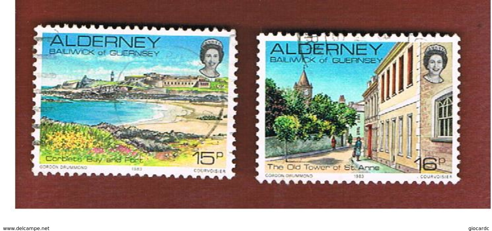 ALDERNEY  -  SG A9.10 - 1983  ISLAND SCENES (2 DIFFERENT STAMPS OF THE CURRENT SERIE)  -   USED - Alderney