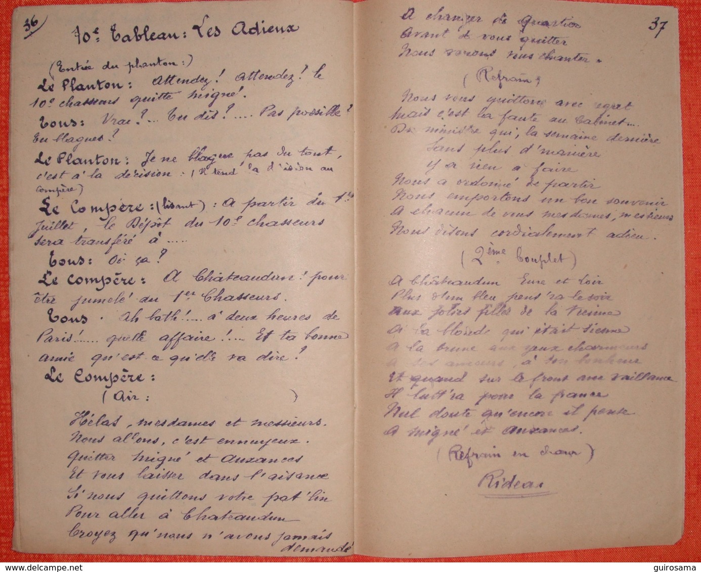 Revue Des Chasseurs Paul FRANTZ Et H. LANGLAIS Jouée à Migné-Auxances (Vienne) Le 01/07/1916 : On Est De La …Revue - 1914-18