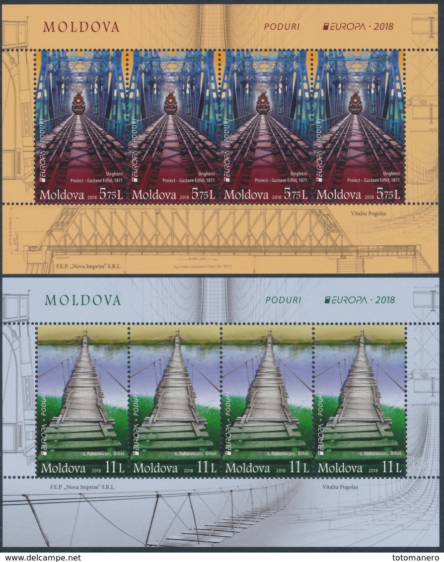 MOLDOVA/Moldawien EUROPA 2018 "Bridges" Booklet With 2 Minisheets** - 2018