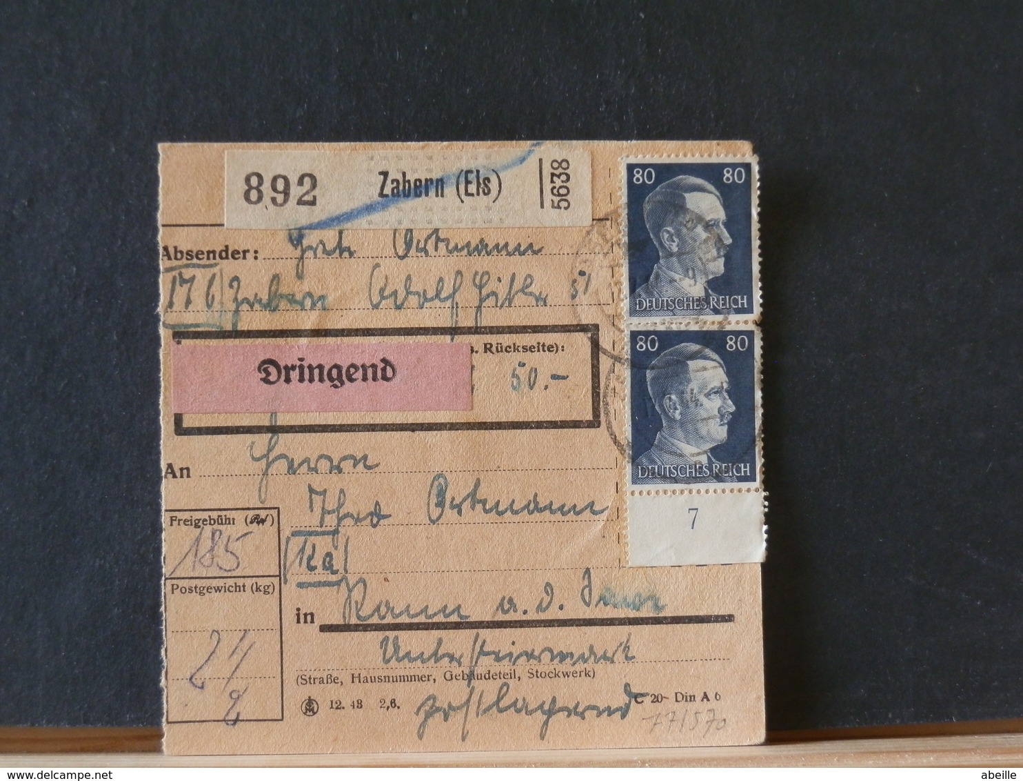 77/570  DOC.   ALLEMAGNE 1944    TIMBRES HITLER - Covers & Documents