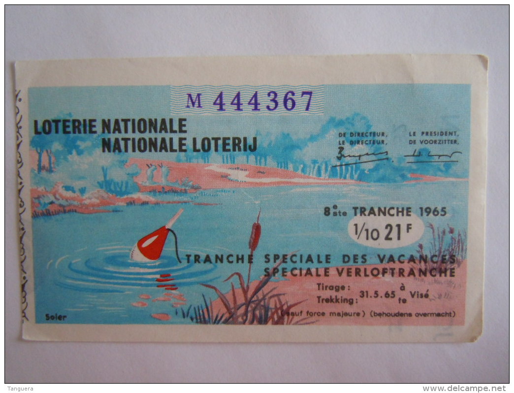 Belgie Belgique Loterie Nationale Loterij Tranche Speciale Des Vacances Speciale Verloftranche Visé 1965 8 E Ste Tranche - Billets De Loterie