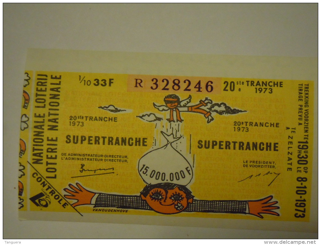 Belgie Belgique Loterie Nationale Loterij 20 De E Tranche Supertranche Zelzate  1973 - Billets De Loterie