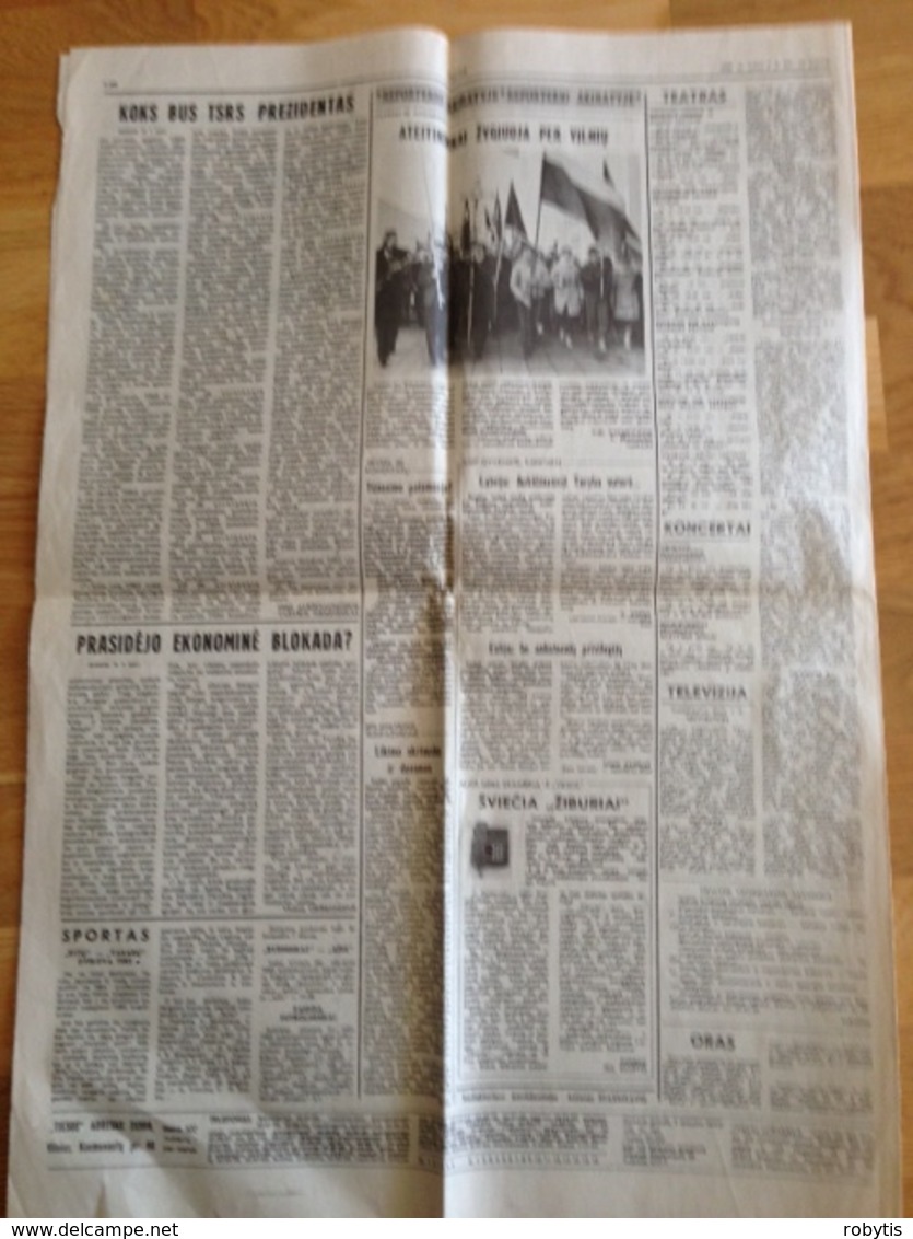 Lithuania Newpaper "TIESA" 1990 USSR Period 4 Days Before The Declaration Of Independence - Other & Unclassified