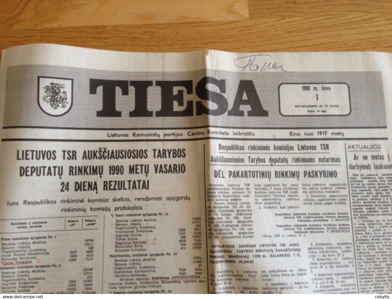 Lithuania Newpaper "TIESA" 1990 USSR Period 10 Days Before The Declaration Of Independence - Other & Unclassified