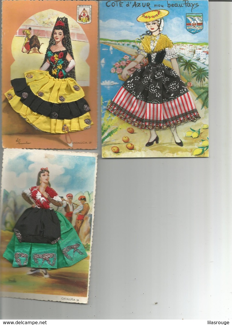 Lot 3 Cartes   .....FEMMES  PROVENCALES   EN JUPE TISSU - Costumes