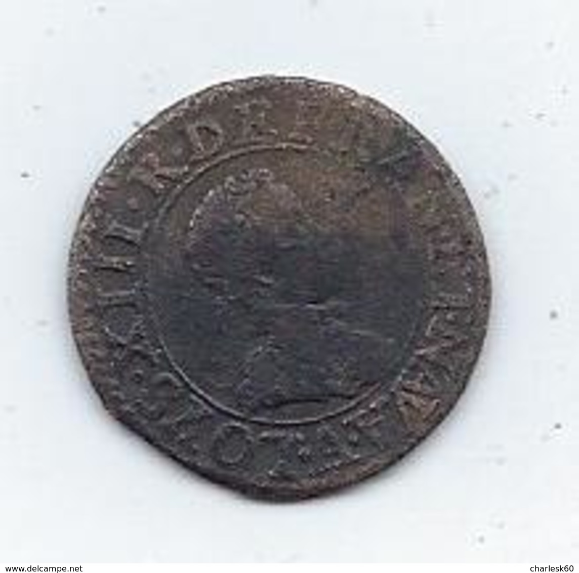 Henri III Double Tournois 1612 A - 1610-1643 Louis XIII The Just