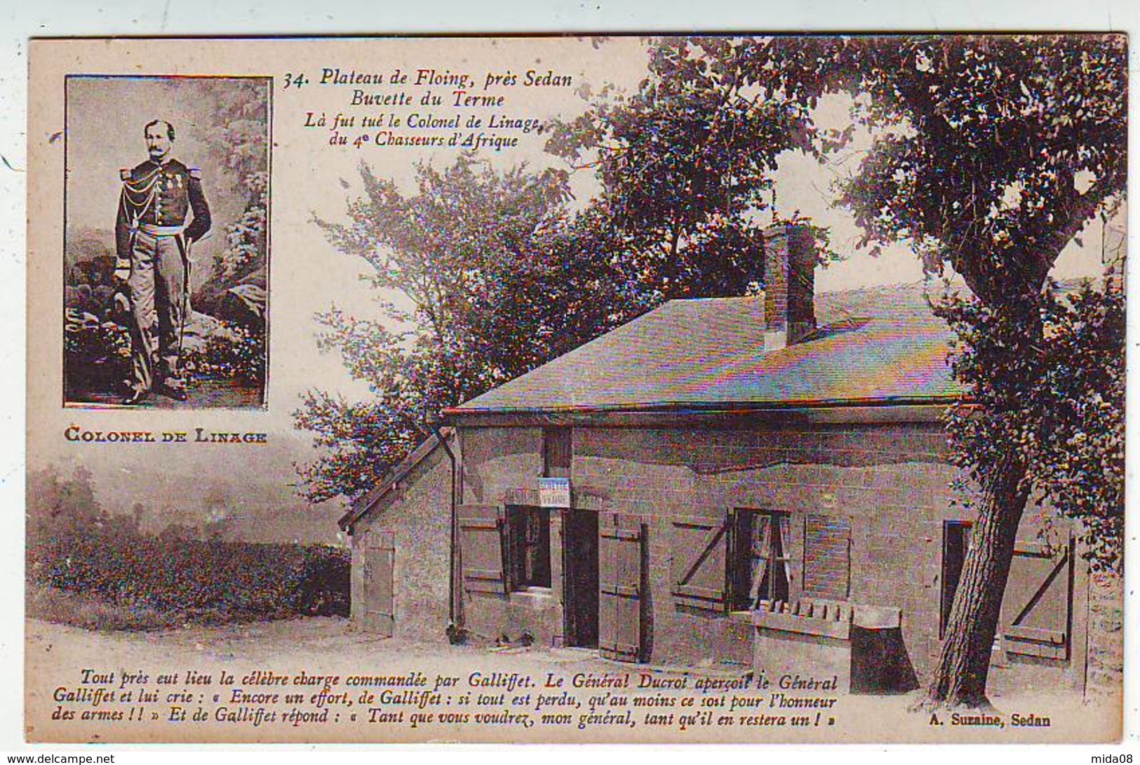 08. PLATEAU DE FLOING Prés SEDAN . BUVETTE DU TERME . Là Fut Tué Le Colonel De LINAGE Du 4 Iéme Chasseurs .  1870 - Other & Unclassified