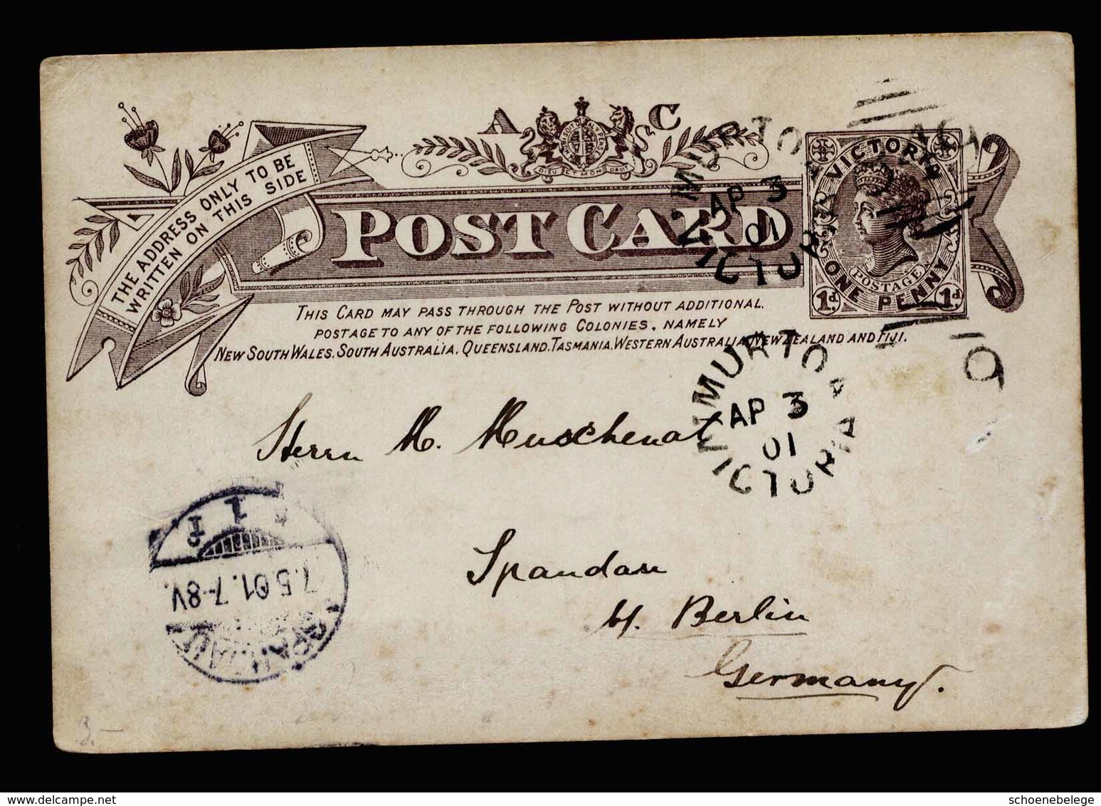 A5504) Australia Victoria Postcard 04/03/1901 To Germany - Briefe U. Dokumente