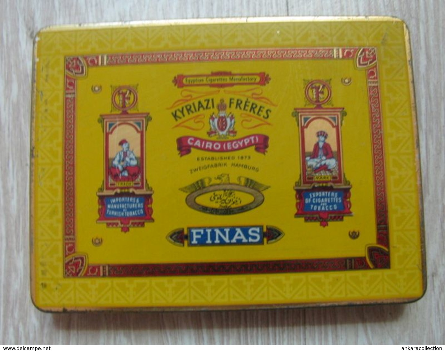 AC - KYRIAZI FRERES FINAS CAIRO - EGYPT CIGARETTE TOBACCO EMPTY VINTAGE TIN BOX - Schnupftabakdosen (leer)